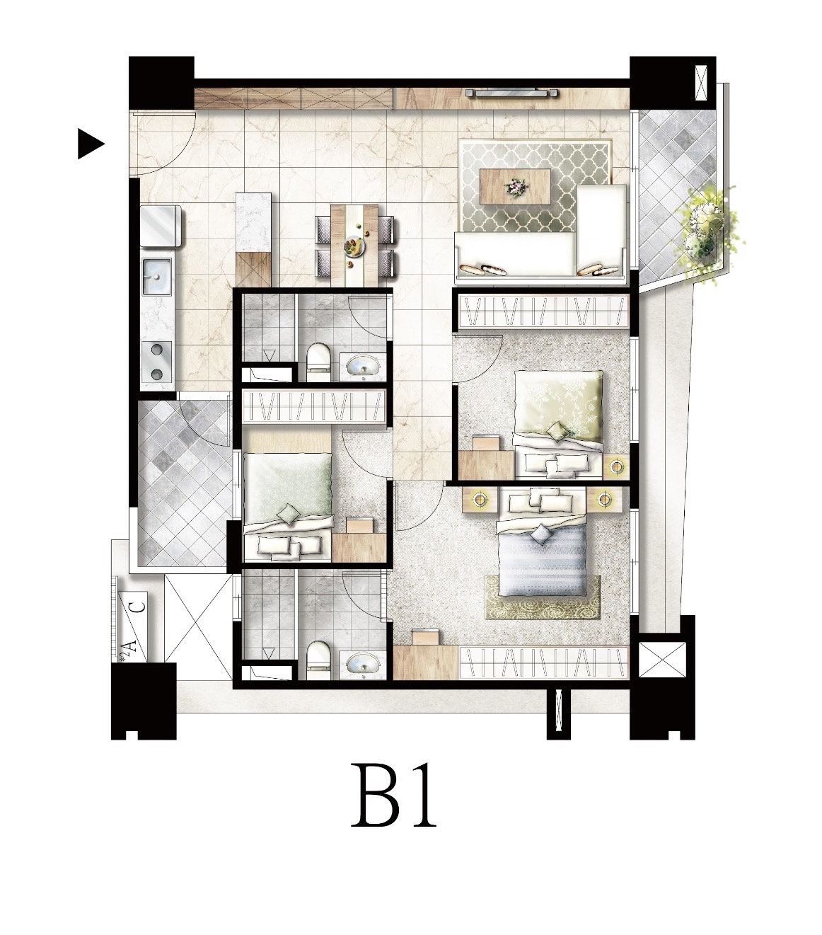 百達悠悅B1格局圖